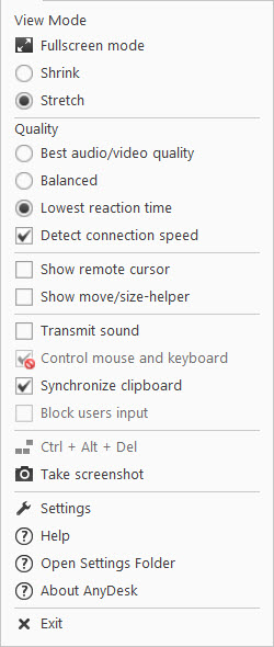 AnyDesk View Options