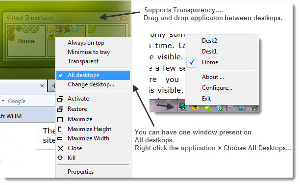 Multiple Virtual Desktops On Your PC Free - Virtual Dimension