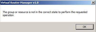 The group or resource is not in the correct state to perform the requested operation