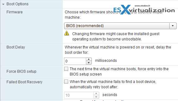 VMs Options through vSphere Web Client