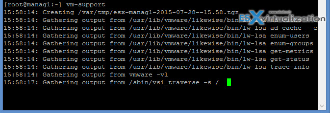 Running vm-support in a console session on ESXi/ESX hosts