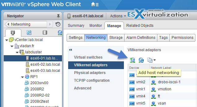 VMkernel adapters add/remove