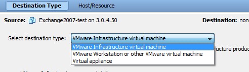 vmware converter-convert machine wizard destination