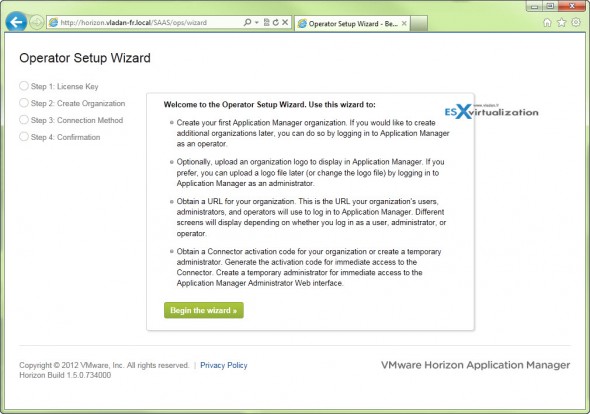 VMware Horizon Configuration - The Operator Setup Wizard