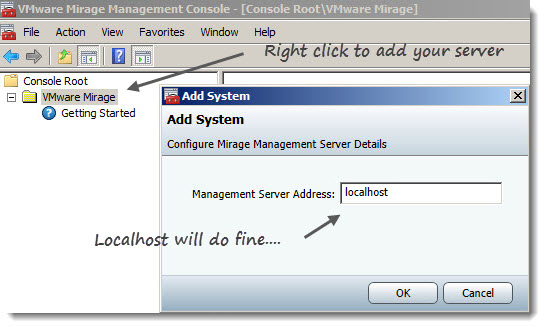 VMware Mirage Console configuration