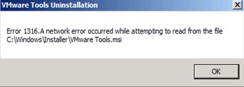 vmware tools error uninstall