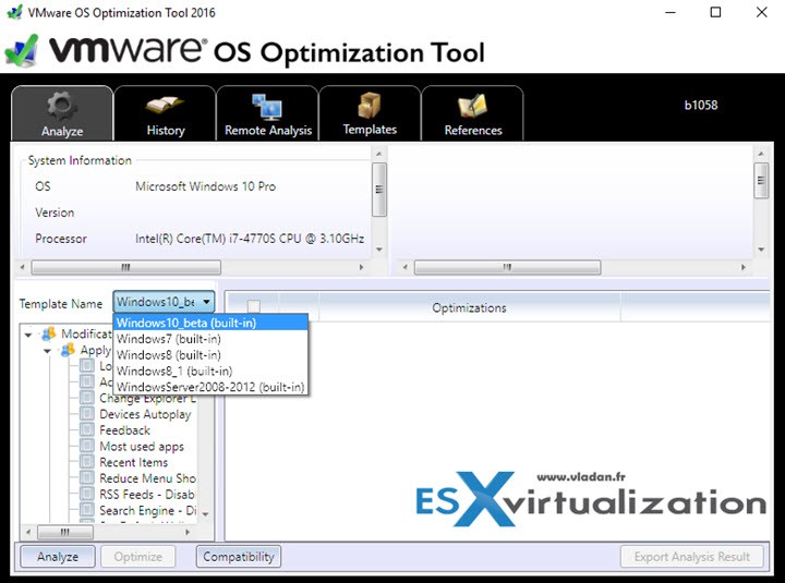 VMware OS Optimization Tool