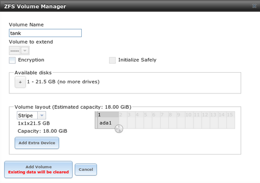 FreeNAS Volume Manager