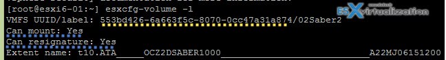 Mounting VMFS datastore manually is sometimes necessary when working with DR plans. A volume that isn't automatically mounted on the other side has to be mounted manually. Sometimes when an existing VMFS volume           Keep the existing signature. You cannot mount two datastores with the same UUID on the same host.  ESX uses the UUID to reference the device. As such, two with the same UUID would cause all kinds of issues. However, you may unmount the initial datastore and bring the duplicate datastore with the same UUID online. You can however mount a snapshot/replicated lun, whilst keeping the existing signature, on a host that does not have access to the original lun (this is most commonly seen when carrying out a DR plan). Assign a new signature. This will change the UUID and allow it to be mounted.     There are some things to bear in mind before you make your choice. Creating a new signature for a drive is irreversible – once you have applied the new signature you cannot get the old one back. A datastore with extents may only be resignatured if all extents are online. Finally, if a datastore is resignatured, the VMs that use a datastore must be reassociated with the disk in their respective configuration files. The virtual machines must also be re-registered within vCenter.  The most common scenario in which I come across having to deal with this issue is when working with a disaster recovery plan. When Site Recovery Manager isn’t it use, it is necessary to carry out the mounting of replicated/snapshot luns manually. In this situation it is usually ok to mount the lun without resignaturing  because the host to which you mount the lun is likely in a DR site, and as such doesn’t have access to the original lun. Basically, it’s fine not to perform the resignature when mounting the volume on a host that is unable to see the original disk. Resignaturing becomes important when you need to mount a replicated lun on the same host(s) that have the original mounted.  So, hows it done? You can resignature a disk by using the vSphere Client or using the command line.  Using ESXCLI we can list all detected VMFS snapshot volumes with the following: <blockquote>esxcli storage vmfs snapshot list</blockquote>   This will list the names of the VMFS datastores and their UUIDs. We can then mount the volumes using:  esxcli storage vmfs snapshot resignature –volume-label=<label>|–volume-uuid=<id> As these commands are ran directly on a host, it is necessary to run them on each host in a cluster, if you want to make the volume available to each. NOTE: You will only be able to mount the volume if it has been enabled for Read/Write access – in most environments this will be handled by the storage guys.  As an alternative you can also use the esxcfg-* commands, as follows:  ‘esxcfg-volume –l’ to see a list of copied volumes  Choose either;  ‘esxcfg-volume –r to resignature the volume  ‘esxcfg-volume –M to mount the volume without resignaturing (use lower case m for temporary mount rather than persistent). The process using the vSphere client is as follows:  On your chosen host, browse to the Configuration | Storage tab Click Add Storage Select Disk/LUN and click Next Select the device you wish to add add and click Next Select Assign new signature or keep existing signature, depending on your needs, and click                 <strong>1. Log in to the vSphere Client and select the server from the inventory panel.</strong>  <strong>2. Click the Configuration tab and click Storage in the Hardware panel.</strong>  <strong>3. Click Add Storage.</strong>  <strong>4. Select the Disk/LUN storage type and click Next.</strong>  <strong>5. From the list of LUNs, select the LUN that has a datastore name displayed in the VMFS Label column and</strong>  <strong>click Next.</strong>  <strong>The name present in the VMFS Label column indicates that the LUN is a copy that contains a copy of an</strong>  <strong>existing VMFS datastore.</strong>  <strong>6. Under Mount Options, select Keep Existing Signature.</strong>  <strong>7. In the Ready to Complete page, review the datastore configuration information and click Finish.</strong>        o you are forced to this as described in the knowledge base article above in workaround B (By connecting directly to the ESX host service console):  1. Log in as root to the ESX host which cannot mount the datastore using an SSH client.  2. Run the command:  esxcfg-volume -l  The results appear similar to:  VMFS3 UUID/label: 4b057ec3-6bd10428-b37c-005056ab552a/ TestDS  Can mount: Yes  Can resignature: Yes  Extent name: naa.6000eb391530aa26000000000000130c:1 range: 0 – 1791 (MB)  Record the UUID portion of the output. In the above example the UUID is 4b057ec3-6bd10428-b37c-005056ab552a.  Note: The Can mount value must be Yes to proceed with this workaround.  3. Run the command:  esxcfg-volume -M <UUID>  Where the <UUID> is the value recorded in step 3.  Note: If you do not wish the volume mount to persist a reboot, the -m switch can be used instead.