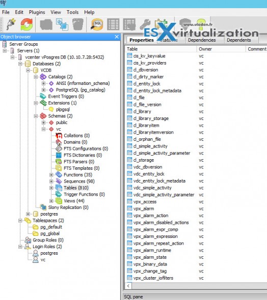 How to connect to vCenter DB vPostgres via PgAdmin