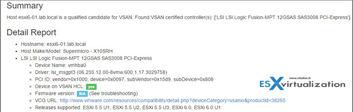 VSAN Hardware Compatibility List Checker