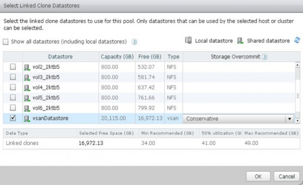 VSAN Datastore in Horizon View