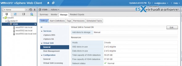 Configuraiton of VSAN with nested ESXi hosts