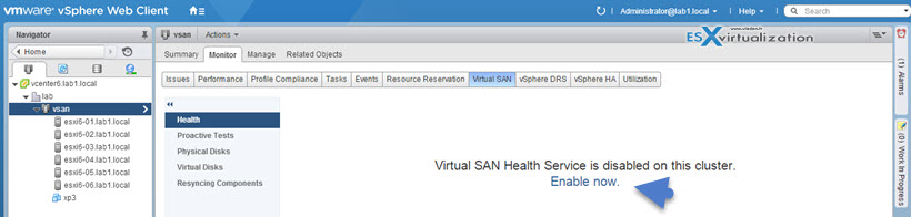 VSAN Healthcheck plugin enable