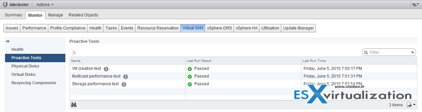 VSAN health check plugin proactive tests