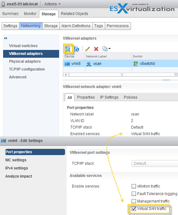 VMkernel Port and activate VSAN traffic