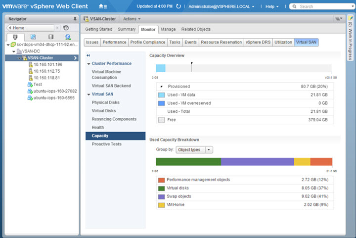 VMware VSAN 6.2 Performance and capacity monitoring