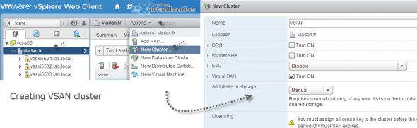 Creating a VSAN cluster