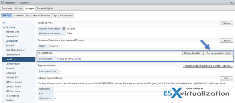 Check Latest HCL VMware through VSAN health check plugin