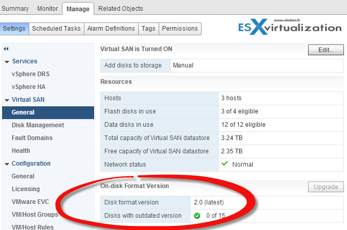 VMware VSAN on-format disk upgrade