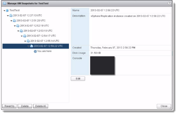 vSphere Replication 5.5 snapshot