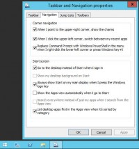 Windows Server 2012 R2 - Start Menu Options