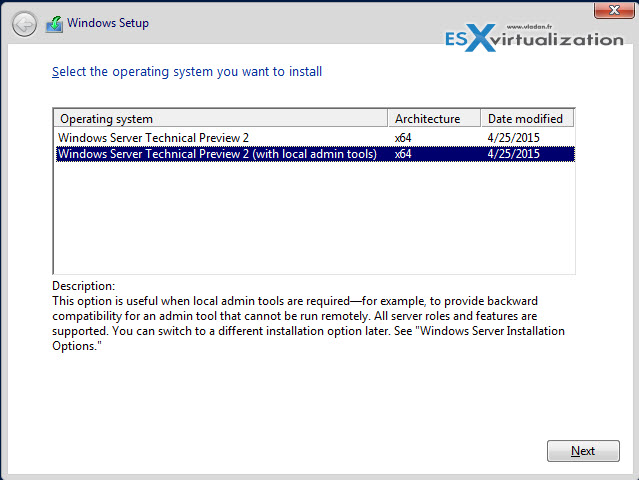 Windows Server 2016 GUI install