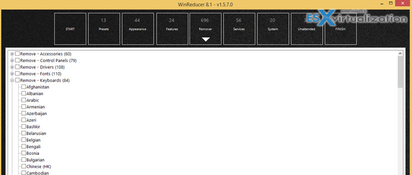Winreducer customization options
