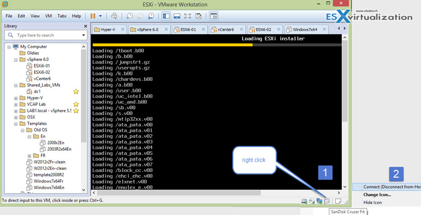 VMware Workstation - Installation of ESXi on USB stick