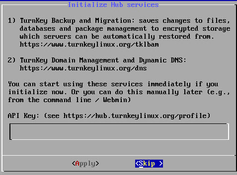 Setup an external backup and DNS via TurnkeyLinux