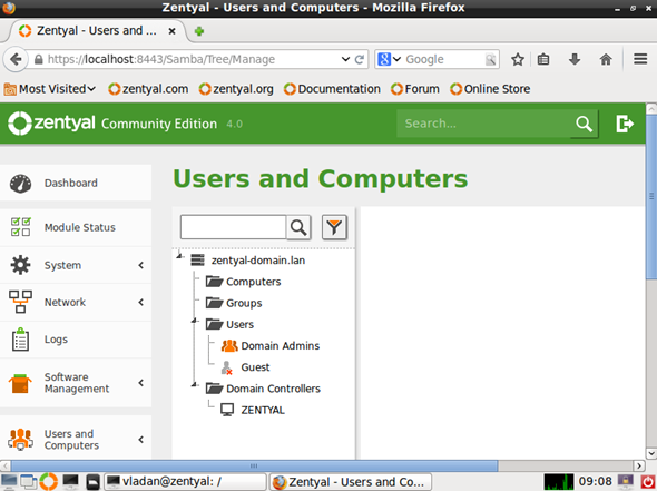 Zentyal providing Active Directory services