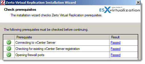 Zerto Installation - prerequisites