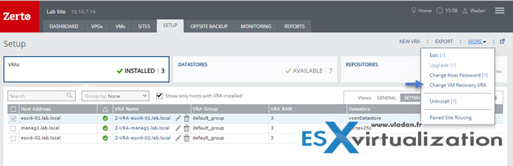 ZErto Change Recovery VRA