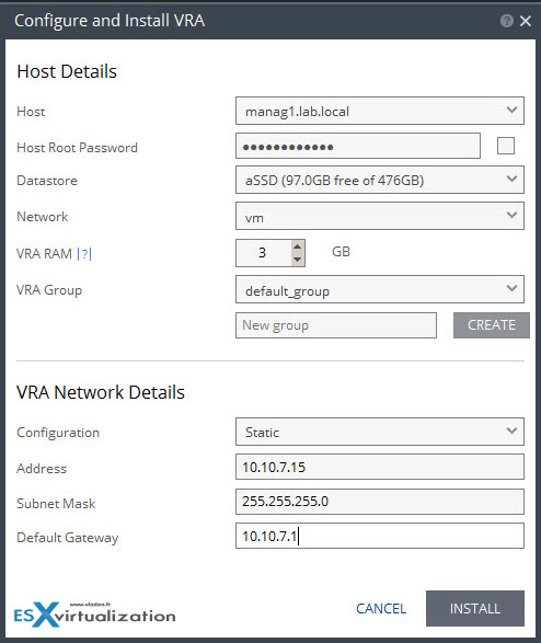 Zerto Virtual Replication (ZVR) appliance deployment